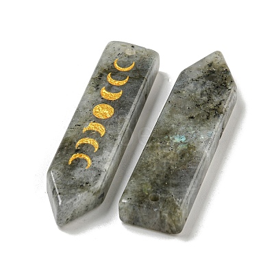 Natural Labradorite Moon Phase Pendants G-C145-01E-1