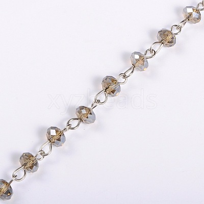 Handmade Rondelle Glass Beads Chains for Necklaces Bracelets Making AJEW-JB00038-05-1