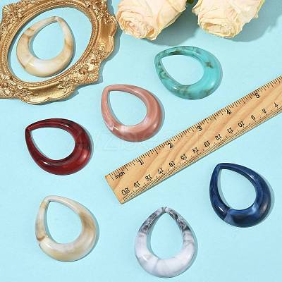 24Pcs 6 Colors Acrylic Big Pendants OACR-FS0002-65-1