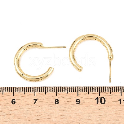 C-Shaped Brass Clear Cubic Zirconia Stud Earrings EJEW-A156-10B-G-1