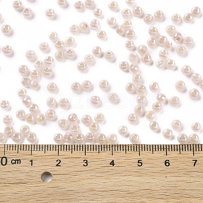 6/0 Opaque Colours Rainbow Plated Round Glass Seed Beads SEED-T006-04D-02-1