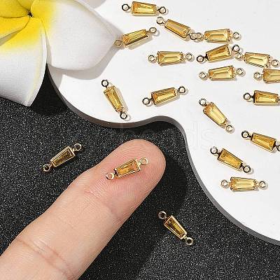 SHEGRACE Brass Pave Cubic Zirconia Trapezoid Connector Charms XGRQ2O758-444C-G-1