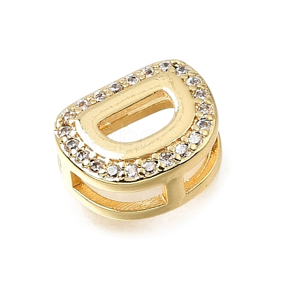 Brass Micro Pave Clear Cubic Zirconia Initial Spacer Bars KK-E802-34G-D-1