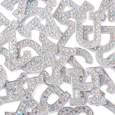 Alphabet Resin Rhinestone Patches DIY-TAC0005-45D-1