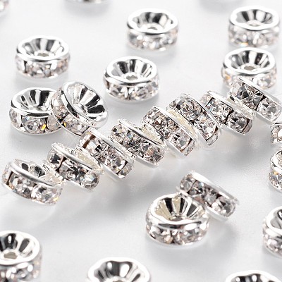 Brass Rhinestone Spacer Beads RB-A014-Z8mm-01S-NF-1