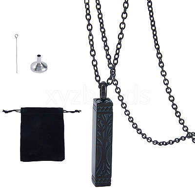 1Pc 304 Stainless Steel Tree of Life Cuboid Pendant Urn Ashes Necklaces NJEW-FH0001-35B-1