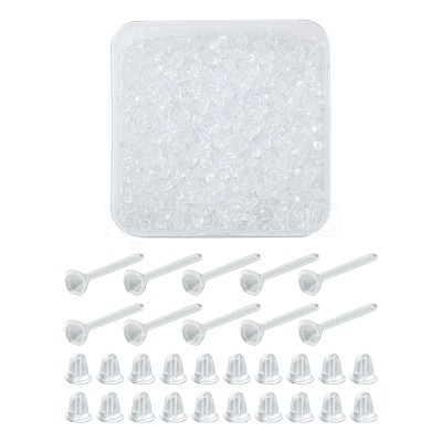 500Pcs Plastic Stud Earring Settings for Rhinestone KY-FS0001-06-1