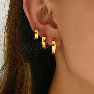 3 Pairs Vintage Smooth Brass Hoop Earring Sets MK3125-2-1