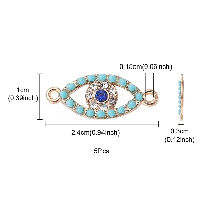 Alloy Connector Charms with Capri Blue Rhinestone and Synthetic Turquoise FIND-YW0003-50-1