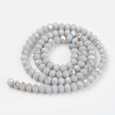 Electroplate Opaque Solid Color Glass Beads Strands X1-EGLA-A034-P6mm-L16-1