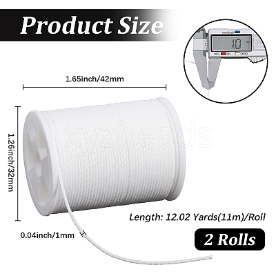 2 Rolls Round Waxed Polyester Cord YC-PA0001-01B-1