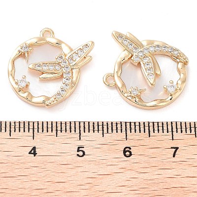 Brass Micro Pave Clear Cubic Zirconia Dragonfly Pendants KK-U028-14G-1
