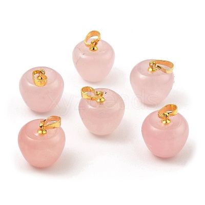 Natural Rose Quartz Teacher Apple Charms G-Z022-02I-G-1