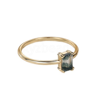 Brass and Moss Agate Finger Rings for Women FS-WGD1EDF-04-1