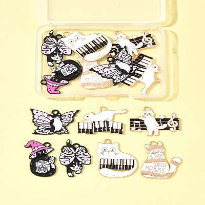 14Pcs 7 Styles Spray Painted Alloy Enamel Pendants ENAM-FS0002-63-1