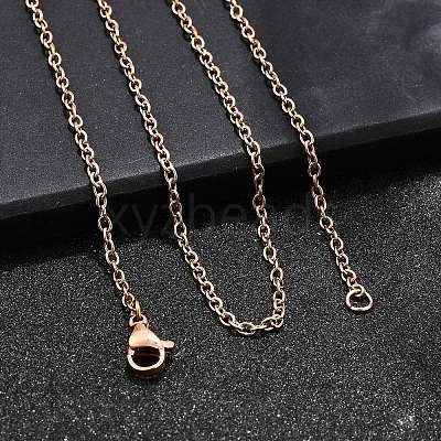 304 Stainless Steel Cable Chain Necklace Making STAS-P045-01RG-A-1