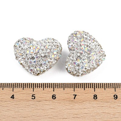Heart Shaped Polymer Clay Rhinestone Beads CLAY-NH0002-02G-1