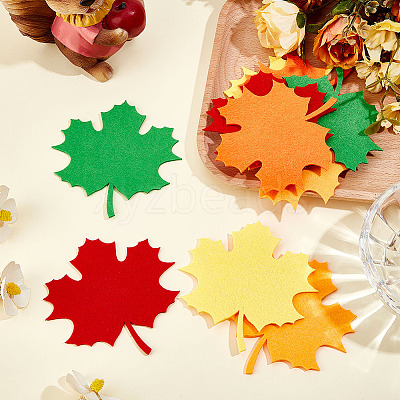 4 Sets Leaf Wool Needle Felting Decoration DIY-MA0006-83B-1