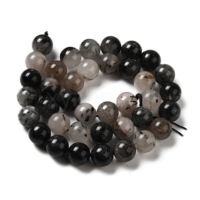 Natural Black Rutilated Quartz Beads Strands G-R447-10mm-03-01-1
