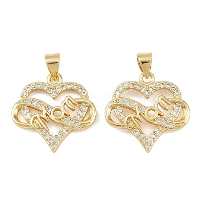Mother's Day Brass Cubic Zirconia Pendants KK-L251-07G-03-1