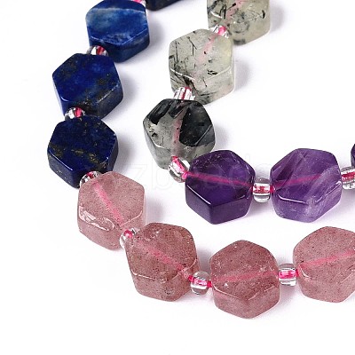 Natural Lapis Lazuli & Amethyst & Rose Quartz & Amazonite & Prehnite & Strawberry Quartz & Sunstone 7 Chakra Beads Strands G-P534-A27-01-1