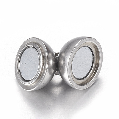 Tarnish Resistant 304 Stainless Steel Magnetic Clasps with Loops X-STAS-K006-8mm-04C-1