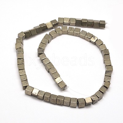 Cube Natural Pyrite Beads Strands G-I126-17-3x3mm-1