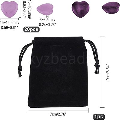 20Pcs Heart Dyed Natural Striped Agate Heart Palm Stone G-FH0001-20-1