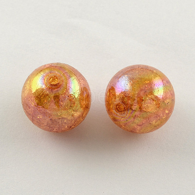 AB Color Transparent Crackle Round Acrylic Beads CACR-S006-M-1