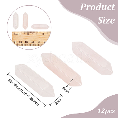 12Pcs Faceted Natural Rose Quartz Double Terminated Points G-OC0003-65-1