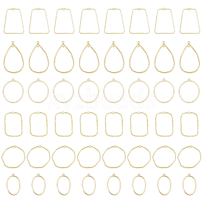 48Pcs 6 Styles Alloy Open Back Bezel Pendants FIND-DC0002-07-1