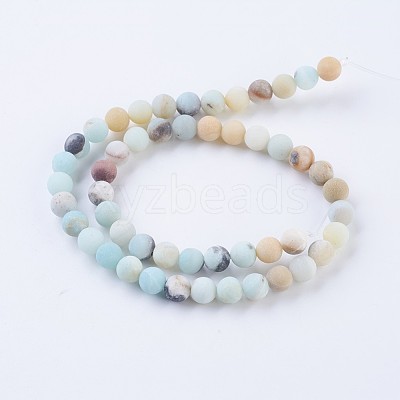 Frosted Natural Amazonite Round Bead Strands G-E334-4mm-09-1