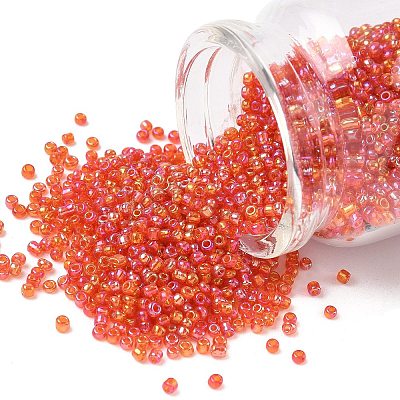 Round Transparent Colors Rainbow Glass Seed Beads X-SEED-A007-2mm-165-1