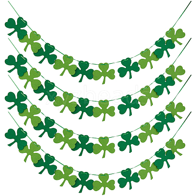 4 Bag Felt Clover Hanging Banner for Saint Patrick's Day Decoration AJEW-CY0002-43-1