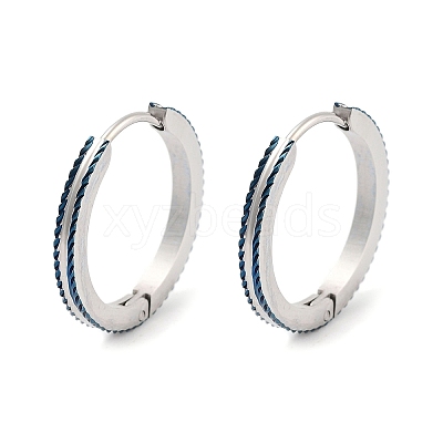 304 Stainless Steel Textured Huggie Hoop Earrings for Women EJEW-C096-35B-1