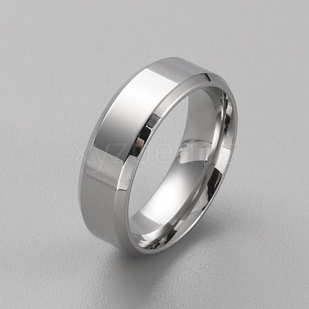 Stainless Steel Simple Plain Band Ring for Women RJEW-WH0015-04B-1