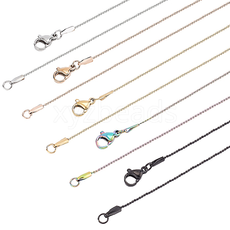 BENECREAT 10Pcs 5 Colors 304 Stainless Steel Serpentine Chain Necklaces Set for Men Women NJEW-BC0001-10-1