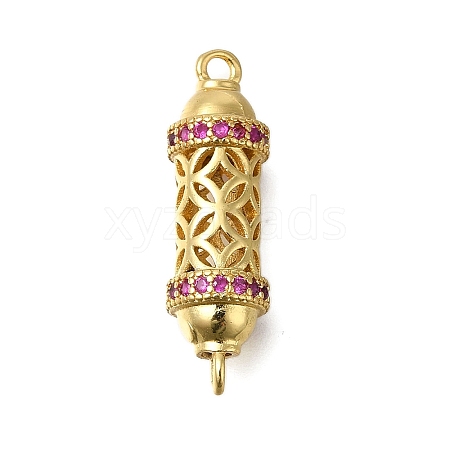 Rack Plating Brass Micro Pave Cubic Zirconia Hollow Column Links Connector Charms ZIRC-F142-50A-B01-1