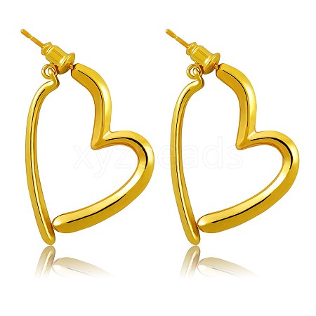 Brass Heart Dangle Stud Earrings with 925 Sterling Silver Pins for Women JE1091A-1