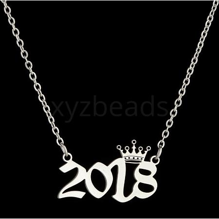 Crown Birth Year 201 Stainless Steel Pendant Necklaces for Women FS-WG4E8F2-79-1