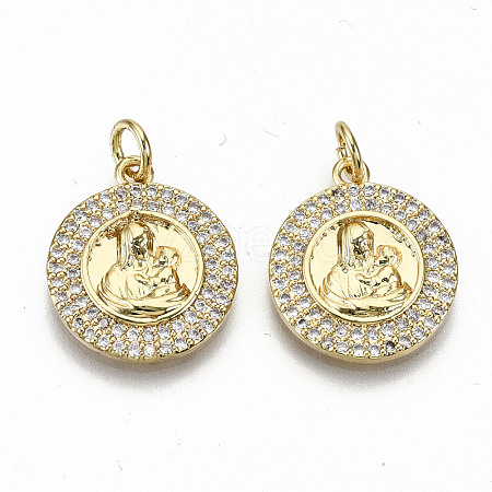 Brass Micro Pave Clear Cubic Zirconia Pendants ZIRC-S067-125-NF-1