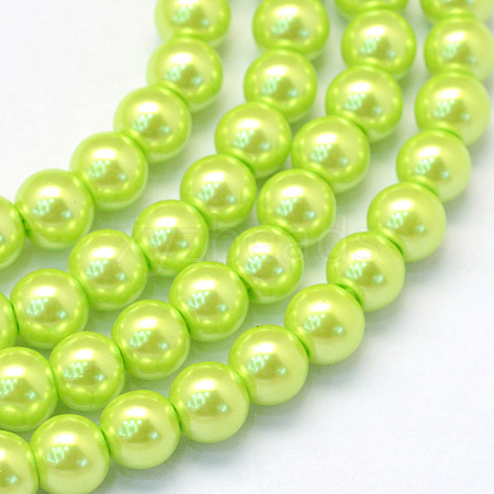 Baking Painted Pearlized Glass Pearl Round Bead Strands HY-Q330-8mm-66-1