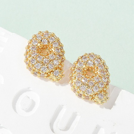 Brass Micro Pave Cubic Zirconia Stud Earrings EJEW-Z091-04G-Q-1