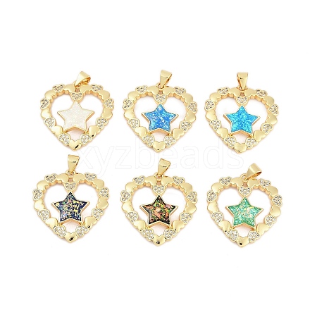 Brass Micro Pave Clear Cubic Zirconia Pendants KK-I723-04G-1