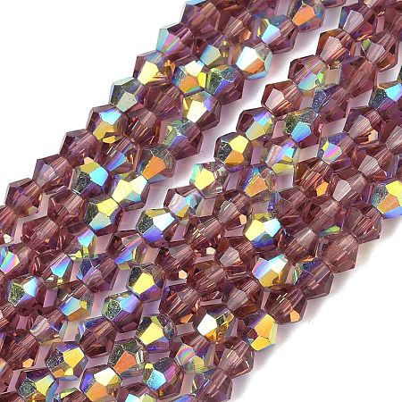 Electroplate Transparent Glass Beads Strands EGLA-K015-18E-1