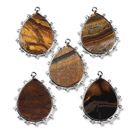 Natural Tiger Eye Pendants G-D072-01P-09-1