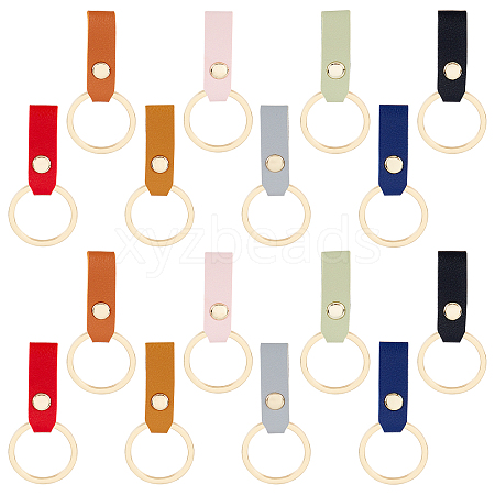 WADORN 16Pcs 8 Colors PU Leather Keychain KEYC-WR0001-11-1