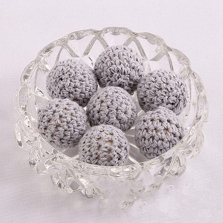 Handmade Woolen Macrame Wooden Pom Pom Ball Beads MAKN-PW0001-047F-1