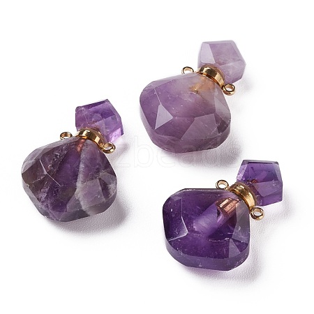 Rhombus Natural Amethyst Perfume Bottle Pendants G-H241-01D-G-1