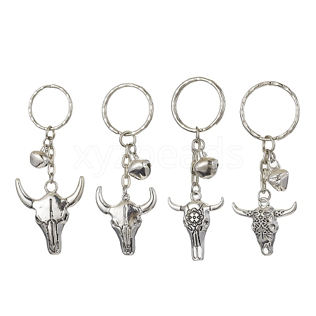 Tibetan Style Alloy Bull Head Kcychain KEYC-JKC00562-1